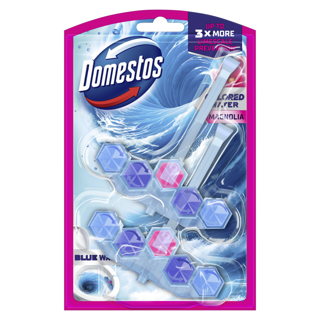 Domestos Blue Water WC-frissítő blokk Pink Magnolia