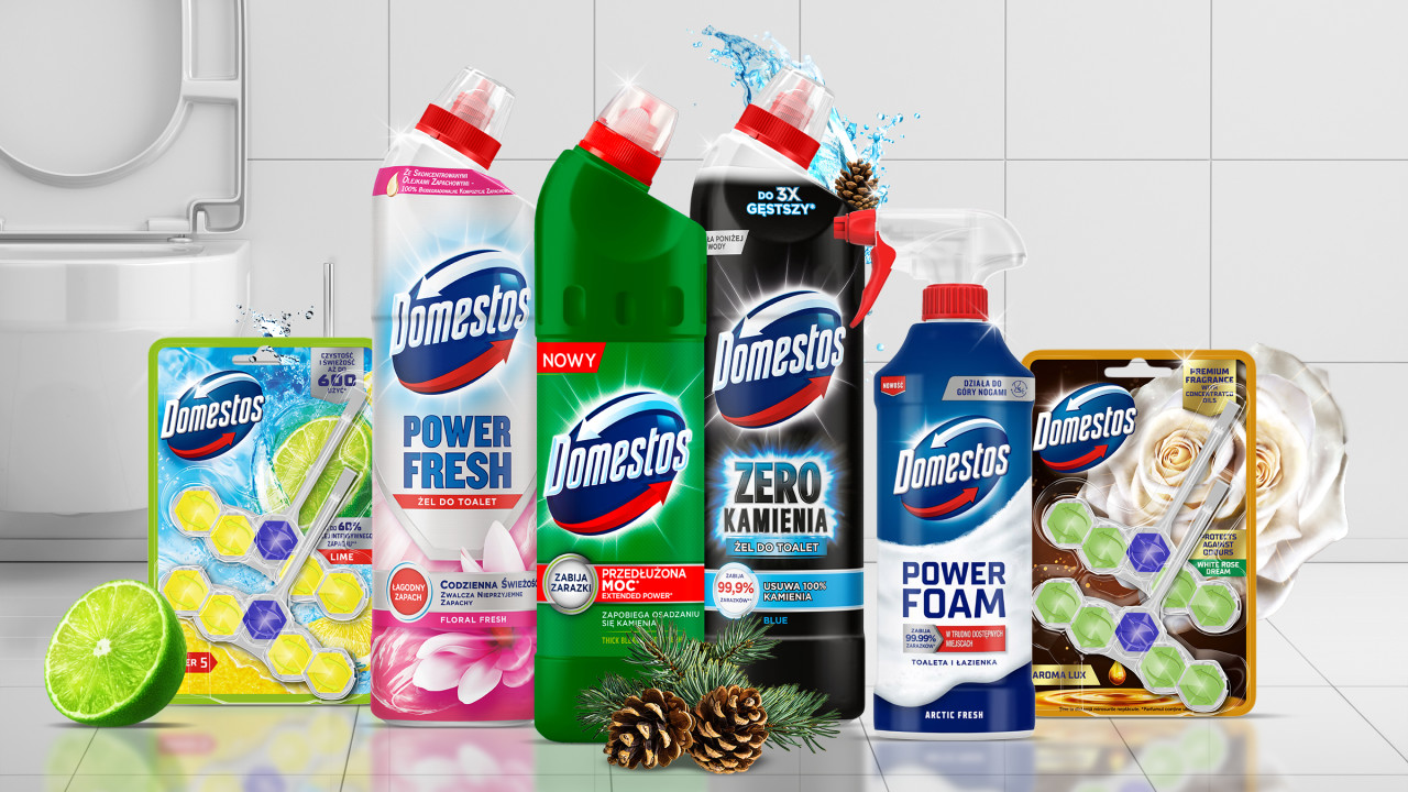 Domestos zabija 99,9% bakterii i wirusy