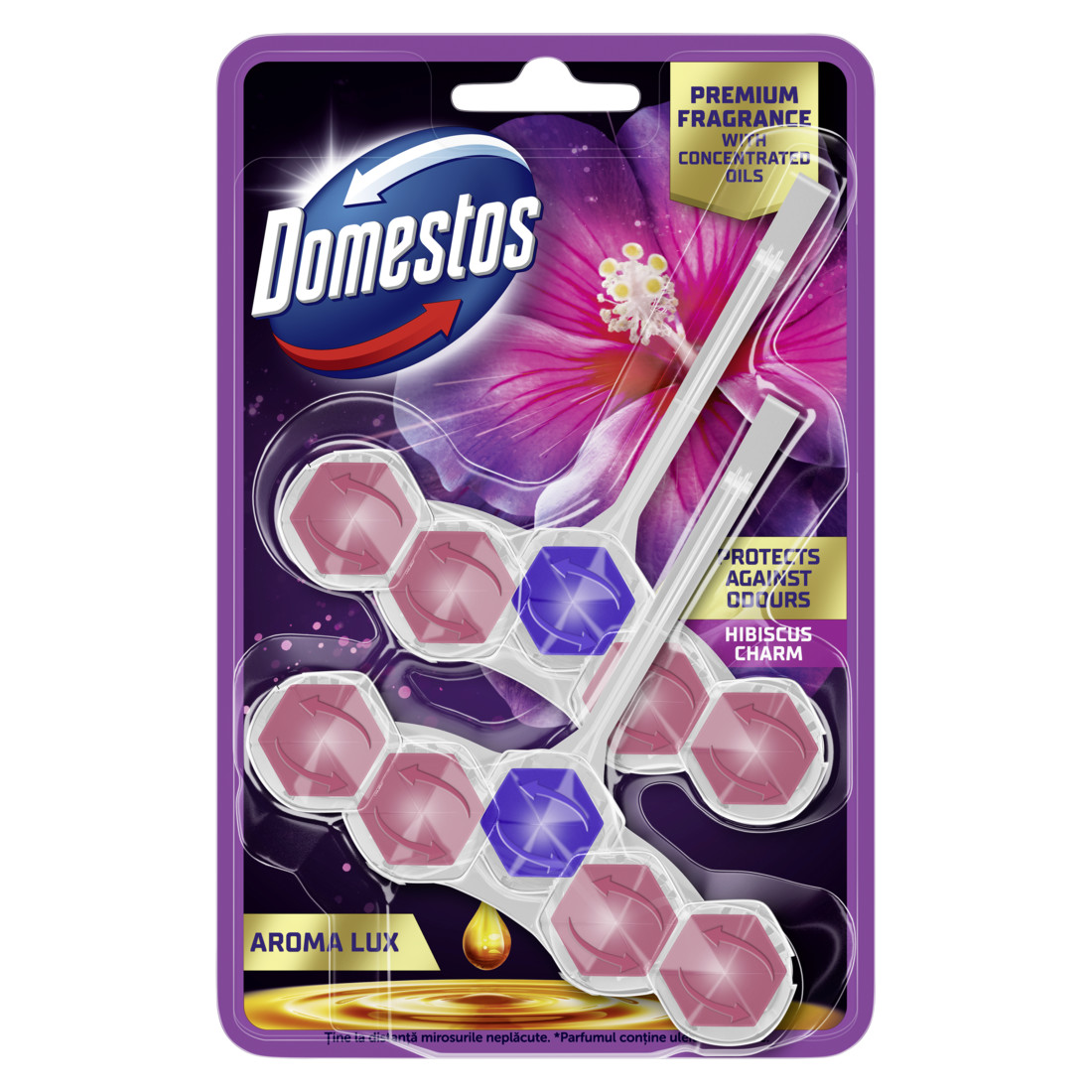 Domestos Aroma Lux WC-frissítő blokk Hibiscus Oil&Wild Berries